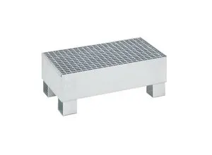 eurokraft basic Auffangwanne für 60 l, LxBxH 800 x 500 x 290 mm, mit Zulassung, feuerverzinkt, mit Gitterrost