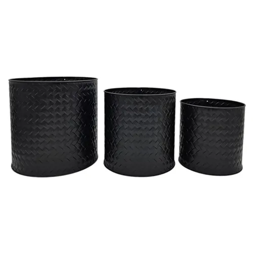 Blumentopf Übertopf Pflanzenkübel Topf Kübel 3er Set schwarz rund Metall Matt