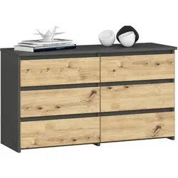 Raumhirsch Furniture Kommode Eiche Artisan, 100x57x35 cm - Moderne Kommode mit 6 geräumigen Schubladen für stilvollen Stauraum. Pflegeleichte Oberfläche aus robustem Holzwerkstoff und Soft-Close-Technologie für leises Schließen. Ideal für Wohnzimmer, Schlafzimmer oder Büro.