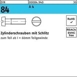 Zylinderschraube DIN 84 Edelstahl A4 M8 x 30mm - Eisenwaren: Hochwertige Schlitzschraube aus Edelstahl A4 für optimale Korrosionsbeständigkeit, ideal für anspruchsvolle Anwendungen.