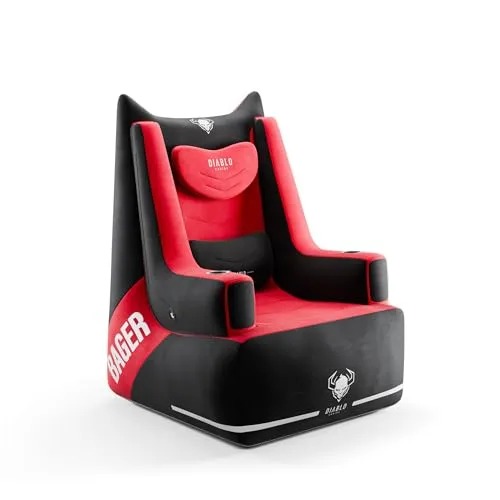Diablo BAGER Gaming Sessel - Aufblasbarer Gamer Stuhl, Schwarz-Rot, bis 120 kg - Bürostühle - Innovativer, aufblasbarer Gaming-Stuhl mit CloudFoam™-Technologie für maximalen Komfort und ergonomische Unterstützung, ideal für Gamer und entspannende Momente.
