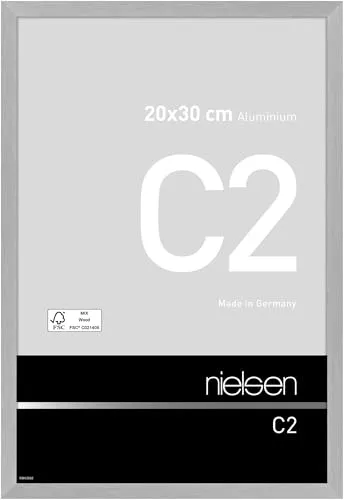 Nielsen Alurahmen C2 20x30 cm silber matt - Eleganter Bilderrahmen in 20x30 cm, aus hochwertigem Aluminium, ideal für stilvolle Präsentation Ihrer Lieblingsbilder, mit Klarglas für optimale Sicht.