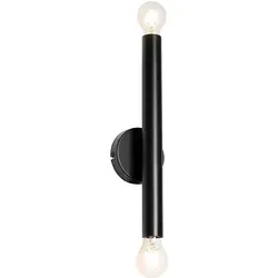 QAZQA Art Deco Wandleuchte Schwarz 2-flammig - Tubi - Elegante Art Deco Wandleuchte Tubi in Schwarz, sorgt für stimmungsvolles Licht mit zwei E27-Fassungen. Ideal für Flur, Schlafzimmer oder Wohnzimmer. Ein stilvolles Design-Objekt, das Ihre Einrichtung perfekt ergänzt!