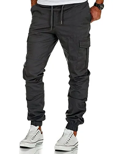 Amaci&Sons Herren Stretch Jogger Cargo Chino Jeans Hose 7006 Anthrazit W38 - Bequeme Herren Stretch Jogger Cargo Chino Jeans in Anthrazit. Ideal für den Alltag mit praktischen Taschen und modernem Schnitt.
