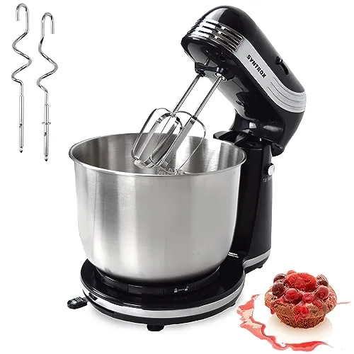 Syntrox Germany Küchenmaschine Knetmaschine Rührbesen Knethaken Standmixer KM-250W Delight mit 3 Liter Edelstahlschüssel