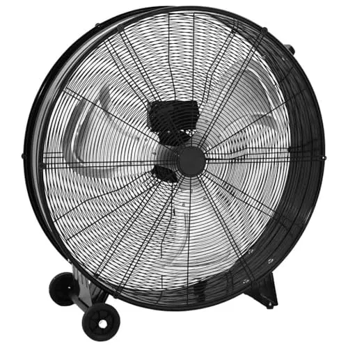 vidaXL Trommelventilator 77cm 240W Schwarz - Standventilator für Innenräume mit 3 Geschwindigkeitsstufen, rutschfesten Beinen und praktischen Rollen für einfache Mobilität.
