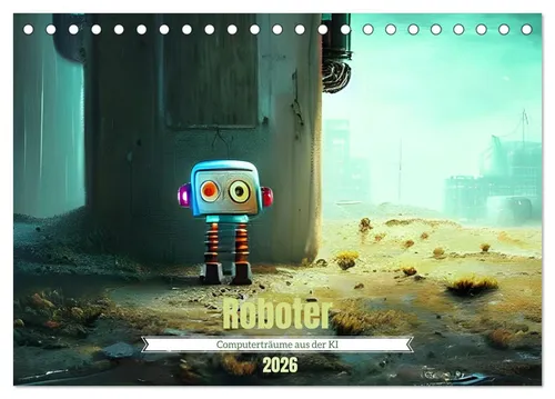 CALVENDO Wandkalender Roboter - Computerträume aus der KI (Tischkalender 2026 DIN A5 quer)