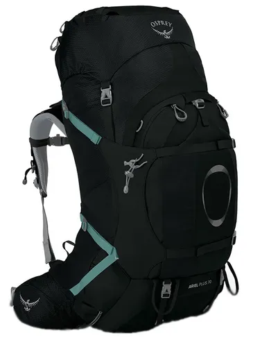 Osprey Ariel Plus 70 black (1) XS/S - Trekkingrucksack für Damen - Trekking- und Reiserucksack mit 70 Litern Volumen, individuell anpassbaren Gurten und atmungsaktivem AirScape Rückensystem für optimalen Tragekomfort auf langen Abenteuern.