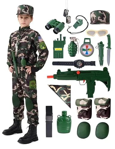 Spooktacular Creations Camo Trooper Costume Outfit for kids, Halloween Dress Up, Role-Playing, and Carnival Cosplay (Small (5 – 7 yrs))
