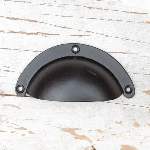Muschelgriff, Rustikal, Rund  | Eisen, schwarz | H4,5xB10,5cm