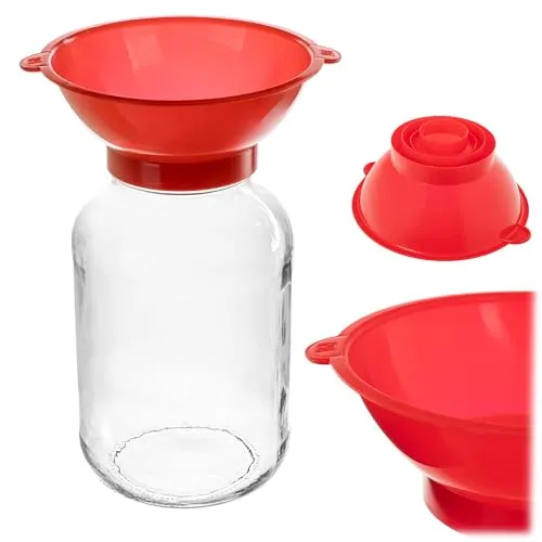 KADAX Einfülltrichter aus Kunststoff für Gläser, Trichter zum Befüllen von Einmachgläsern mit einem Durchmesser von 43 mm bis 100 mm, Einmachtrichter (Rot)