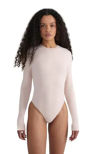 Style & Republic Langarm Body Damen aus Baumwolle, Samtig weich und Bequem Body-Shaper, Bodysuit mit Rundhalsausschnitt & Druckknopfverschluss, Babyrosa, M