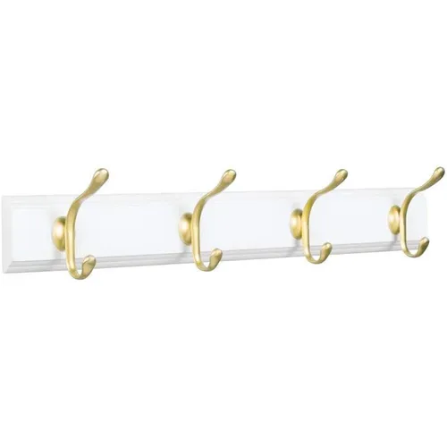 Wandgarderobe Flurgarderobe Garderobe mit 4 Haken mDesign Kiefernholz weiß gold