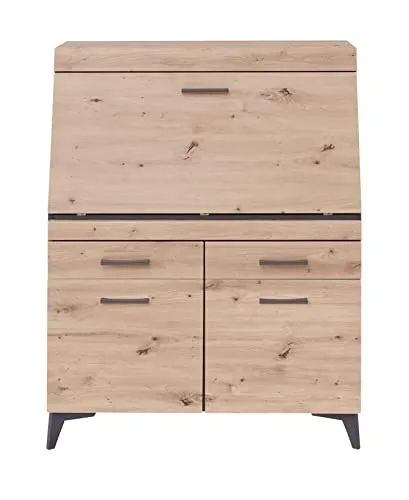 Stella Trading SECRET Sekretär Schreibtisch Kommode - Schreibtisch in Artisan Eiche Optik, platzsparend mit Schubladen, vielseitig nutzbar als PC- oder Nähmaschinentisch – ideal für kleine Räume.