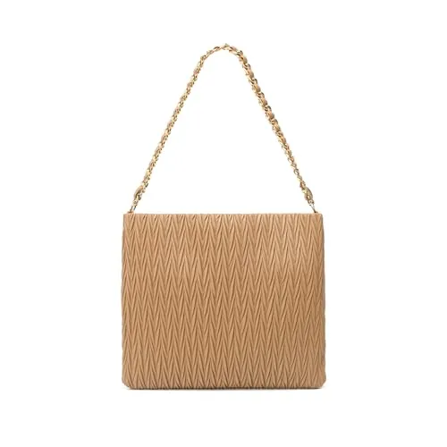 Miss Lulu Damen Handtasche schultertasche, Mode PU Leder Henkeltaschen, groß leicht shopper Achsel tasche, Reißverschluss Umhängetasche fur Frauen Schule Arbeit (Kamel)