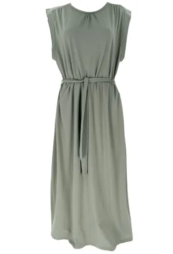 GURU SHOP Maxikleid aus Bio-Baumwolle, Langes Basic Kleid - Khaki, Damen, Size:L