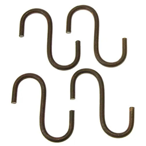 MACOSA SA80416 S-Haken 4er Set vintage Metall Dunkelrostfarben Deko-Haken Nostalgie Hängehaken Küchenhaken Utensilienhaken Metallhaken S-Form