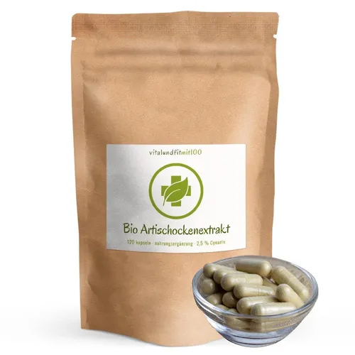 Bio Artischockenextrakt | 120 Kapseln | à 770 mg | 2,5 % Cynarin | Reinextrakt