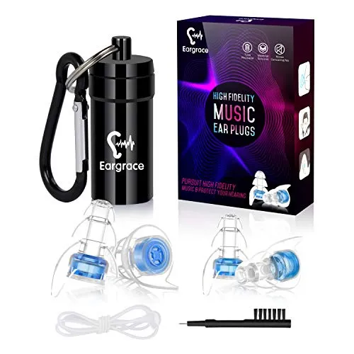Konzert Gehörschutz Ohrstöpsel, Eargrace 2 Paar Gehörschutz-Musiker-Ohrstöpsel mit Aluminium-Tragetasche für Musiker, DJs, Festivals, Motorrad und laute Events(NRR 23dB)
