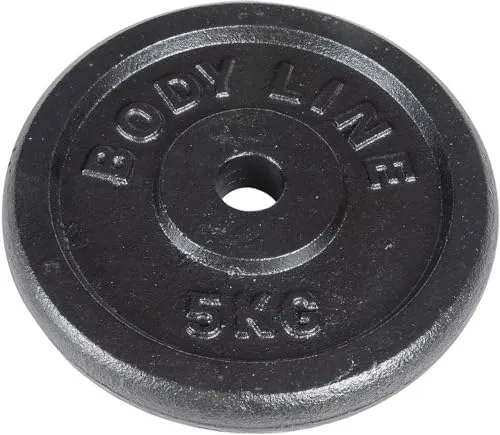 Bodyline 5 kg schwere Scheibe aus Gusseisen für Langhantel-, Kurzhantel- und Gewichtheben — Durchmesser 25 mm — für Fitnessstudio, Fitness, Heimtraining