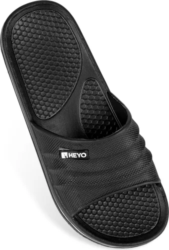 Herren Badelatschen Duschlatschen Badeschuhe Hauschuhe Pantoletten Badeschlappen SaunaschuheBadesanda Schwarz 41