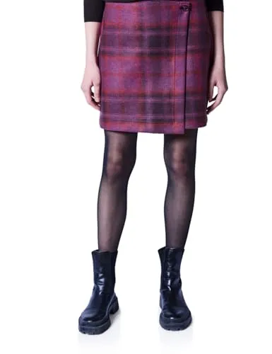 Damen Karo-Rock in Wickel-Optik - Röcke für Damen, knielanger Rock mit Knopfdetail und Zipper, bietet angenehmen Tragekomfort und modischen Karomuster.