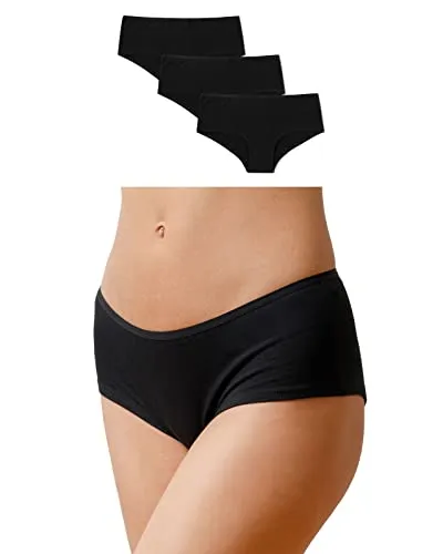 Snocks 3er Pack Hipster - Damen Baumwolle Panties - Funktionsunterwäsche aus 95% Bio-Baumwolle für perfekten Tragekomfort, nahtloses Design für unsichtbaren Look und elegantes Styling.