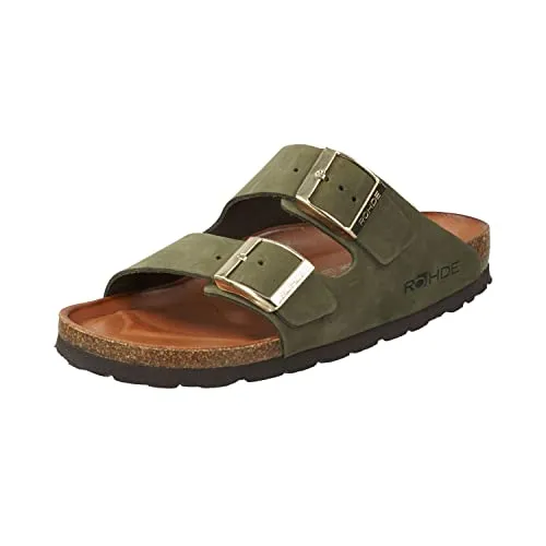 Rohde Sunnys N12 Pantolette - Olive Leder Größe 37 - Moderne Damen Pantolette aus hochwertigem Leder, mit anatomisch geformtem Fußbett und rutschfester EVA-Sohle für optimalen Komfort und Halt.