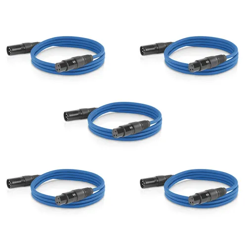 5x Mikrofonkabel Audio Kabel XLR 3m blau Verbindungskabel Musikkabel 3-Pin