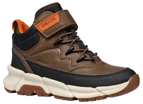 Geox J FLEXYPER Plus Boy Ankle Boot - Braune Kinder-Wanderschuhe - Wanderschuhe mit maximaler Wasserundurchlässigkeit und optimaler Atmungsaktivität, ideal für Regenwetter und aktive Kinder.