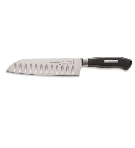 F. DICK Santoku Küchenmesser ActiveCut 18 cm - Kochmesser mit Kullenschliff für exakte Schnitte, rutschfester Griff und hygienisches Design. Hochwertiger X30Cr13 Stahl für optimale Schnitthaltigkeit und einfache Nachschärfbarkeit.