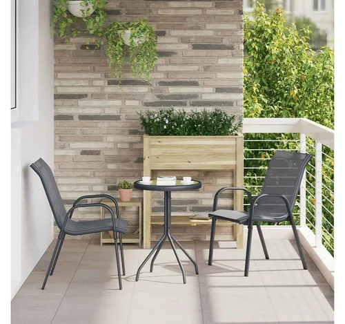 furnicato Garten-Essgruppe Bistro Set aus Stahl 50x50 cm Grau - Stilvolles Garten Bistro Set aus robustem Stahl in Grau. Ideal für gemütliche Stunden im Freien, wetterfest und langlebig. Genießen Sie entspannte Momente auf Terrasse oder im Garten.