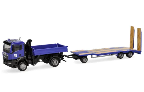 Herpa 960045  MAN TGS NN Dreiseitenkipper (mit Kran) TU3-Anhänger Hochtief 1:87