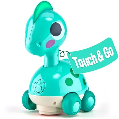 CubicFun Musik Baby Spielzeug Dinosaurier - Interaktives Krabbelspielzeug mit Licht & Sound - Musikalisches Spielzeug für Babys ab 6 Monaten, fördert die motorischen Fähigkeiten und Hand-Auge-Koordination durch interaktive Spielmodi und Hindernisvermeidung.