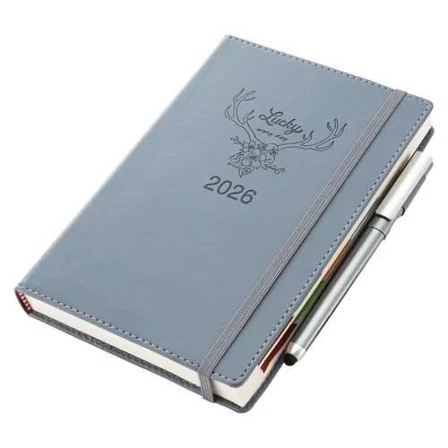 Donfulfip 2026 Terminplaner A5, ein Tag pro Seite, Akademischer Terminkalender 2026, Januar-Dezember, täglicher & monatlicher Planer, Organizer-Journal mit Stift-Set, Aufklebern, farbigen Monats-Tabs