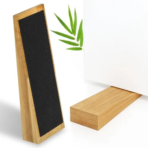 ECENCE 2er Set Türstopper Boden - Türkeile aus Bambus mit rutschfestem Gummi, Door Stopper für Zimmertüren, Stahltüren, Haustüren und Glastüren