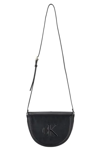 Calvin Klein Damen Bold Ck Saddle Crossbody Lv04F3221G Crossover, Schwarz - Elegante Umhängetasche von Calvin Klein, authentisch und ideal für stilvolle Auftritte im Alltag.