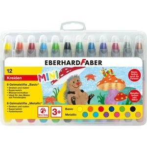 Eberhard-Faber Gelschreiber Mini, Basic und Metallic, Strichbreite 1-7mm, farbig sortiert, 12 Stück