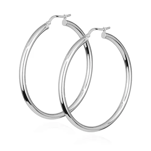 NKlaus 50mm Creolen aus 925 Silber – elegante Damenohrringe für jeden Anlass - Ohrringe für Damen aus 925 Silber, zeitloses Design mit 50mm Durchmesser, vielseitig kombinierbar und ideal für elegante Looks.