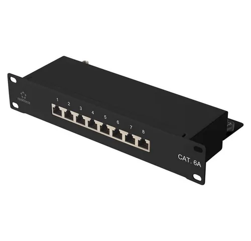 Renkforce RF-4870828 8 Port Netzwerk-Patchpanel - USB-Kabel, robustes Stahlgehäuse, ideal für 25,4 cm Netzwerkschränke, einfache Kabelinstallation mit LSA-Leisten und Zugentlastung.