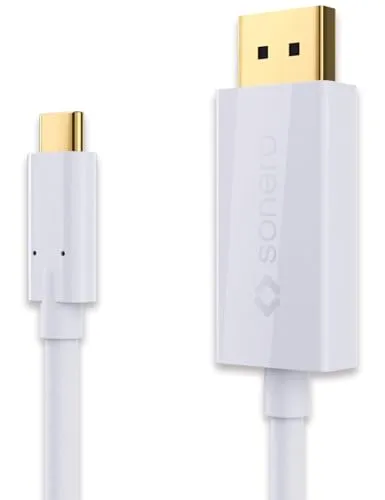 Sonero UCC021-010 USB-C auf DisplayPort Kabel, 4K@60Hz mit 18Gbps, USB 3.1, Alt Mode, Thunderbolt 3 kompatibel für MacBook Pro, Samsung S8, Dell XPS 15 und andere USB-C Computer, 1,0m weiß