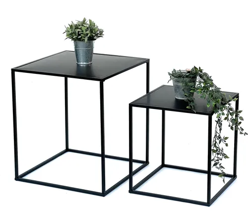 DanDiBo Couchtisch Schwarz Metall 2er Set - Moderne Beistelltische für Wohnzimmer und mehr. Kratzfest mit hochwertiger Pulverbeschichtung, ideal für vielseitige Nutzung und platzsparend ineinander steckbar.