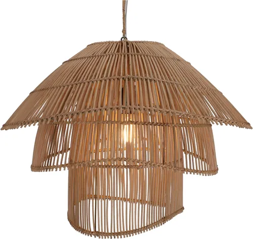 Deckenlampe Rattan - Modell Hidalgo - Deckenlampe im Ethno-Stil aus fair gehandelt Rattan, ideal für Wohnzimmer. Mit einer Breite von 55 cm und einer Höhe von 38 cm sorgt sie für eine gemütliche Atmosphäre.