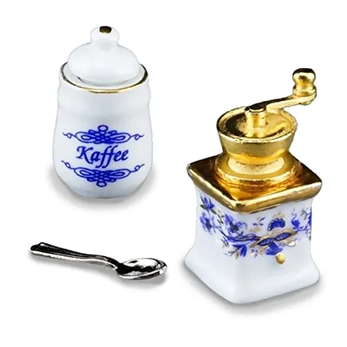 Reutter Porzellan - Miniatur Kaffeemühle und Vorratsdose 'Zwiebel Gold', Porzellan, für Kaffeemühlen, zum Schleifen