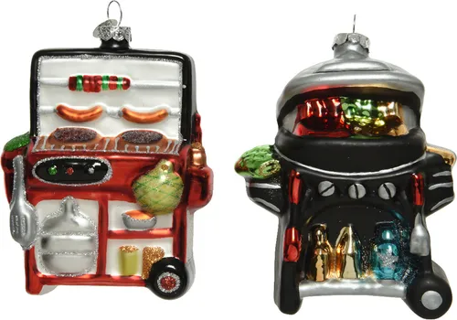 Christbaumschmuck Glas Gasgrill / Kugelgrill 12cm - 1 Stück sortiert