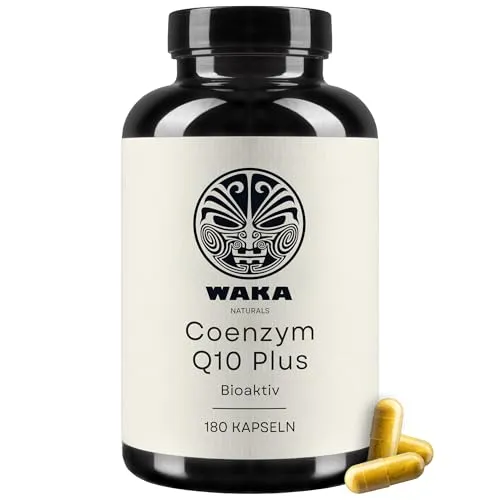 Waka Naturals Coenzym Q10 Plus bioaktiv – mit Vitamin B1 & Vitamin B2 – 180 Kapseln – hochwertiges Q10 – hochdosiert, in Deutschland produziert
