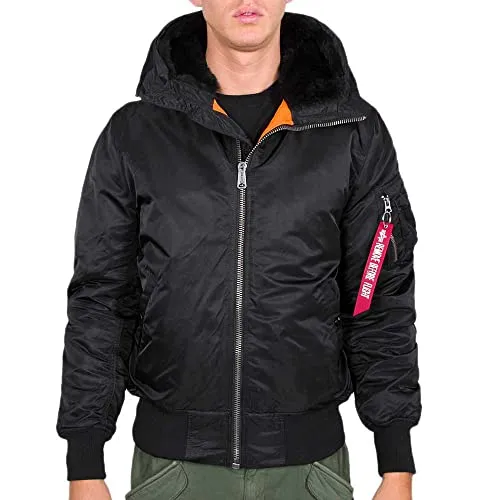 Alpha Industries MA-1 Hooded Bomberjacke für Herren in Schwarz, 3XL - Funktionsjacke mit Regular Fit und praktischen seitlichen Eingrifftaschen, inklusive stylischem 