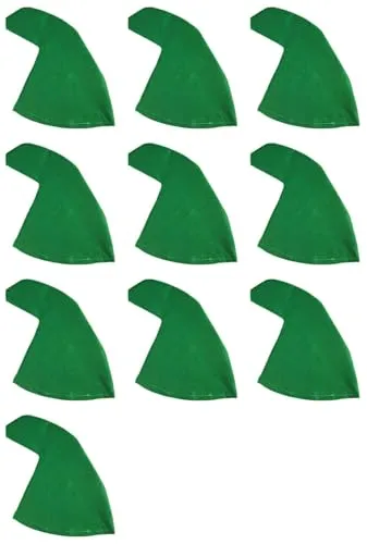 Das Kostümland 10 Zwergenmützen zum Zwerg oder Wichtel Kostüm | Fasching Mottoparty (Grün)