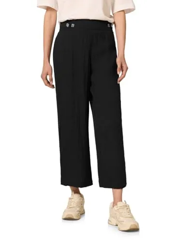 Street One Studio Leinen-Look Wide Leg Hose Schwarz 36