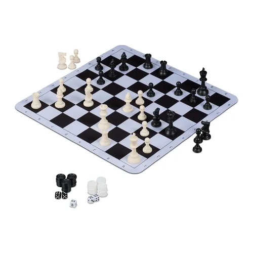 Produktbild Schachspiel Backgammon Dame Schach Schachbrett Reiseschach Schachmatte rollbar